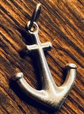Vintage Sterling Silver Anchor Pendant Charm Signed RJ Nautical Maritime Jewelry